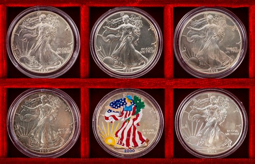 STATI UNITI D'AMERICA - Lotto 6 monete da 1 dollaro liberty, senza ripetizioni (1987, 1989, 1992, 1993, 2000, 2014).