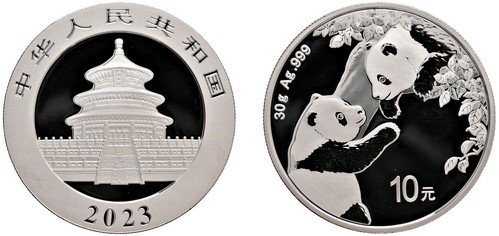 CINA - Repubblica Popolare (1949-) - 10 Yuan da 1 oncia, Serie Panda Proof, 2023.