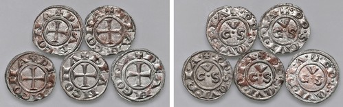 ANCONA - REPUBBLICA (XIII-XIV sec.) - Lotto 5 esemplari di Denaro, s.d.