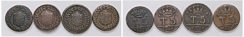 NAPOLI - FERDINANDO IV (1759-1816) - Lotto di 4 monete da 5 tornesi 1797 e 1798.