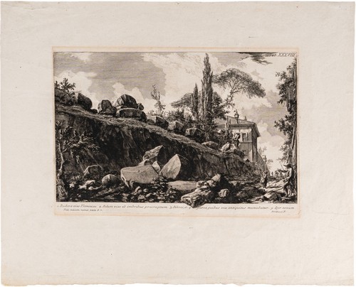 Giovanni Battista Piranesi (Mogliano Veneto (?), 1720 - Roma 1778) - "Rudera viae Flaminiae" dalla serie "Campus Martius Antiquae Urbis"