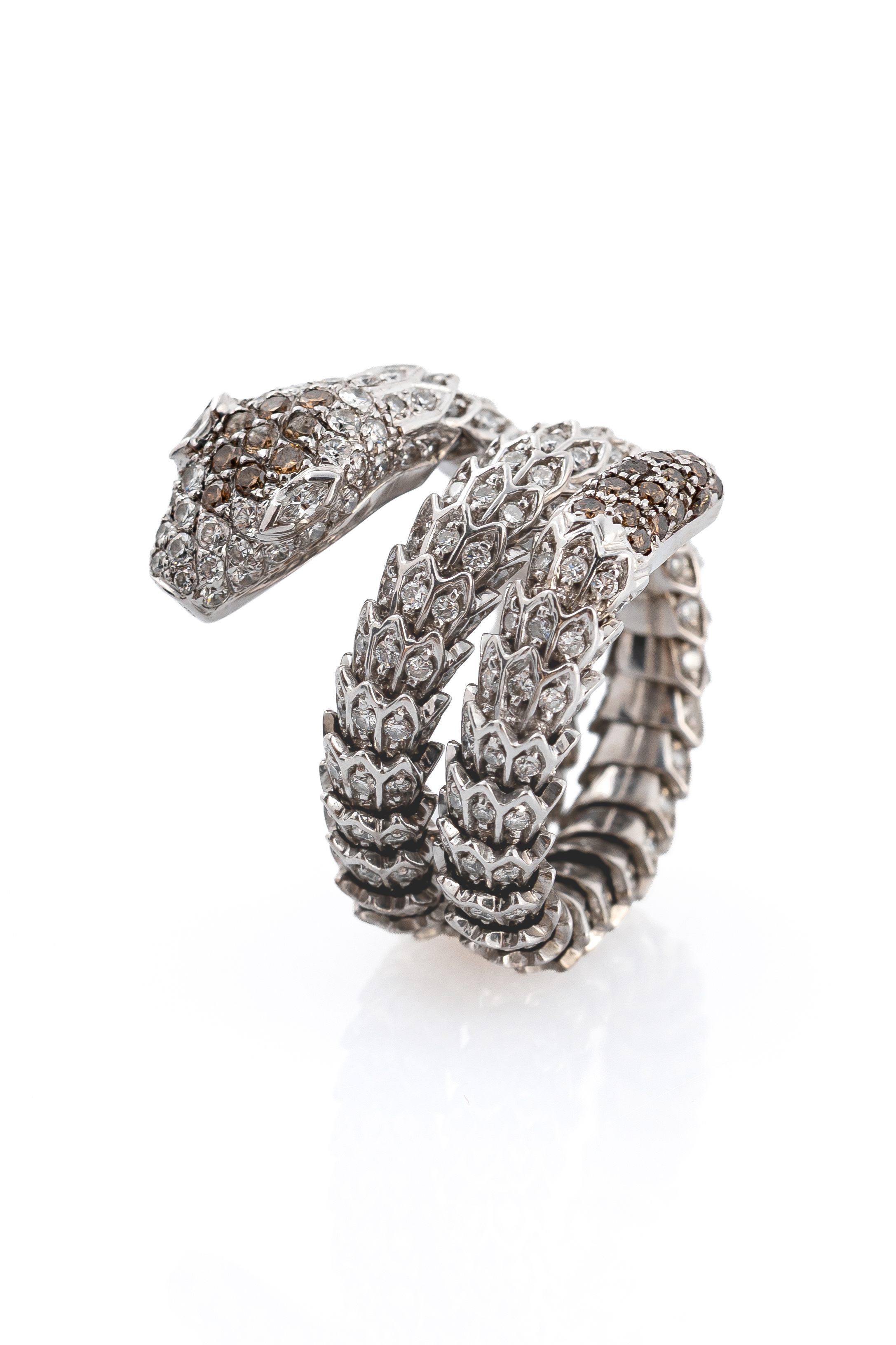 Anello a forma di Serpente flessibile con Diamanti