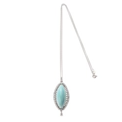 White gold, turquoise and diamond pendant