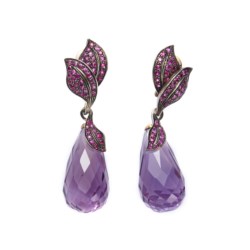 Orecchini pendenti in argento e oro 18kt