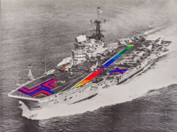 Der Flugzeugtraeger H.M.S. Hermes, manipuliert