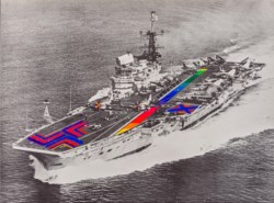 Der Flugzeugtraeger H.M.S. Hermes, manipuliert