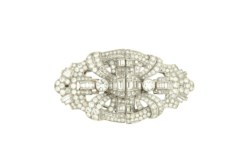 Spilla in platino e oro bianco 18kt, anni '40