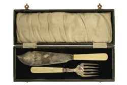 Set posate per torta in argento, anni '40