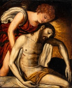 Venetian school of the XVI century, circle of Andrea Schiavone - Christ supported by an Angel