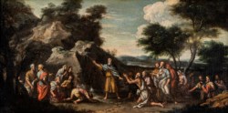 Italian school of the XVII century - Moses striking water from the rock