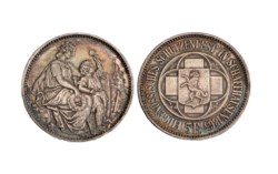 SVIZZERA - 5 Franchi 1865, Festival di tiro di Sciaffusa