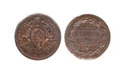 PIO IX  (1846-1870) - Mezzo baiocco 1849, anno IIII (I° tipo), Roma