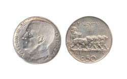 VITTORIO EMANUELE III (1900-1946) - 50 centesimi 1925, bordo rigato