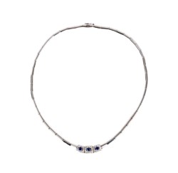 Collana in oro bianco 18kt con zaffiri e diamanti