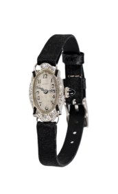 Orologio d'epoca in platino con diamanti e zaffiri, anni '30