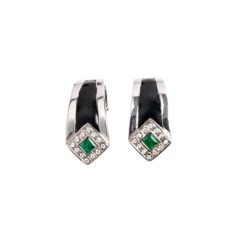 Orecchini in oro bianco 18kt con diamanti e smeraldi