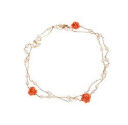 Girocollo in oro 18kt con perle e corallo