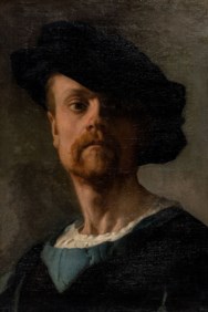 Federico Faruffini (1831 - 1869) - Ritratto di uomo in costume rinascimentale