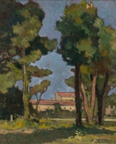 Ludovico Tommasi (1866 - 1941) (attr. a) - Paesaggio con casolare
