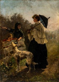 Louis Pierre Verwée (1807 - 1877) - Dama con pastorelli