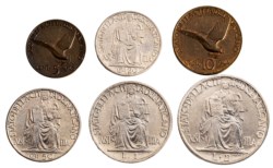 CITTA' DEL VATICANO - PIO XI (1929-1938) - Lotto tipologico (II tipo -1942-1946) (6 valori, senza oro)