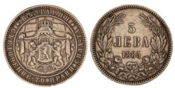 BULGARIA - ALESSANDRO I (1879-1886), 5 leva 1885