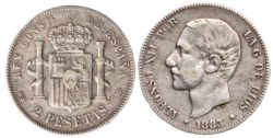 SPAGNA - ALFONSO XII (1874-1885) - 2 Pesetas 1883