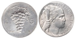 REPUBBLICA ITALIANA - 5 lire 1947