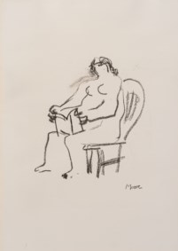 Donna seduta che legge (disegnato ad occhi chiusi)