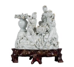 Dinastia Qing - Gruppo in porcellana Blanc de Chine