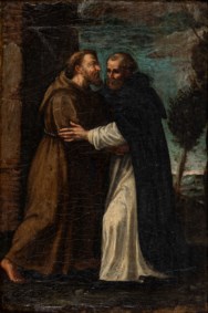 Scuola lombarda del secolo XVII - Incontro di San Francesco con San Domenico