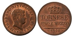 NAPOLI - FERDINANDO II (1830-1859) - 1 tornese e mezzo, 1840