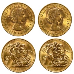 GRAN BRETAGNA - ELISABETTA II (1952-2022) - lotto 2 sterline 1963