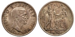 VITTORIO EMANUELE III (1900-1943) - 20 lire 1927, anno VI