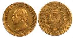 CARLO FELICE (1821-1831) - 40 lire 1825, Torino