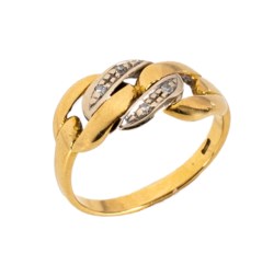 Anello groumette in oro bicolore 18kt