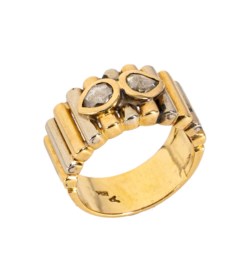 Anello a fascia in oro bicolore 18kt