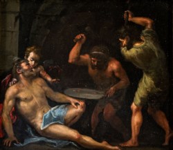 Domenico Brusasorci detto Il Riccio (Verona, 1516 - 1567) - Enea attende che Vulcano forgi il suo scudo per battersi contro i Greci