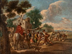 Bambocciante piemontese del XVIII secolo - Scena di mercato