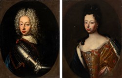 Giovanni Battista Curlando (Torino, 1648 - 1710) - Ritratto di Vittorio Amedeo II e di Anna d'Orleans