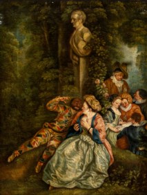 Scuola veneta del XVII secolo - La recita di Arlecchino