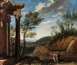 Scuola romana del XVIII secolo - Architettura con rovine
