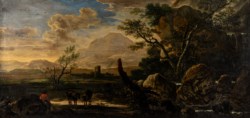 Jan de Momper (Anversa, 1614 - Roma, 1688) - Peaseggio romano