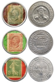 ITALIA/FRANCIA - Lotto 3 gettoni/moneta (Trinchieri-Pirelli-Credìt Lionaiss)