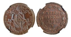 ROMA - PIO IX (1846-1870) - 1/2 baiocco 1849, anno IIII