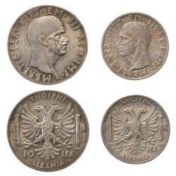 VITTORIO EMANUELE III, Albania (1939-1943) - 10 e 5 Lek 1939