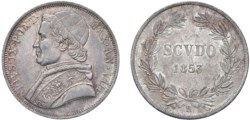 PIO IX (1846-1870) - Scudo 1853, anno VIII, Roma