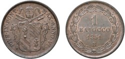 PIO IX (1846-1870) - 1 Baiocco 1851, Bologna