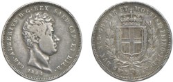 CARLO ALBERTO (1831-1849) - 2 lire 1844, Torino