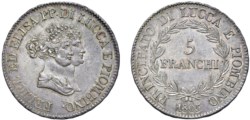 LUCCA - ELISA BONAPARTE E FELICE BACIOCCHI (1805-1814) - 5 franchi 1805